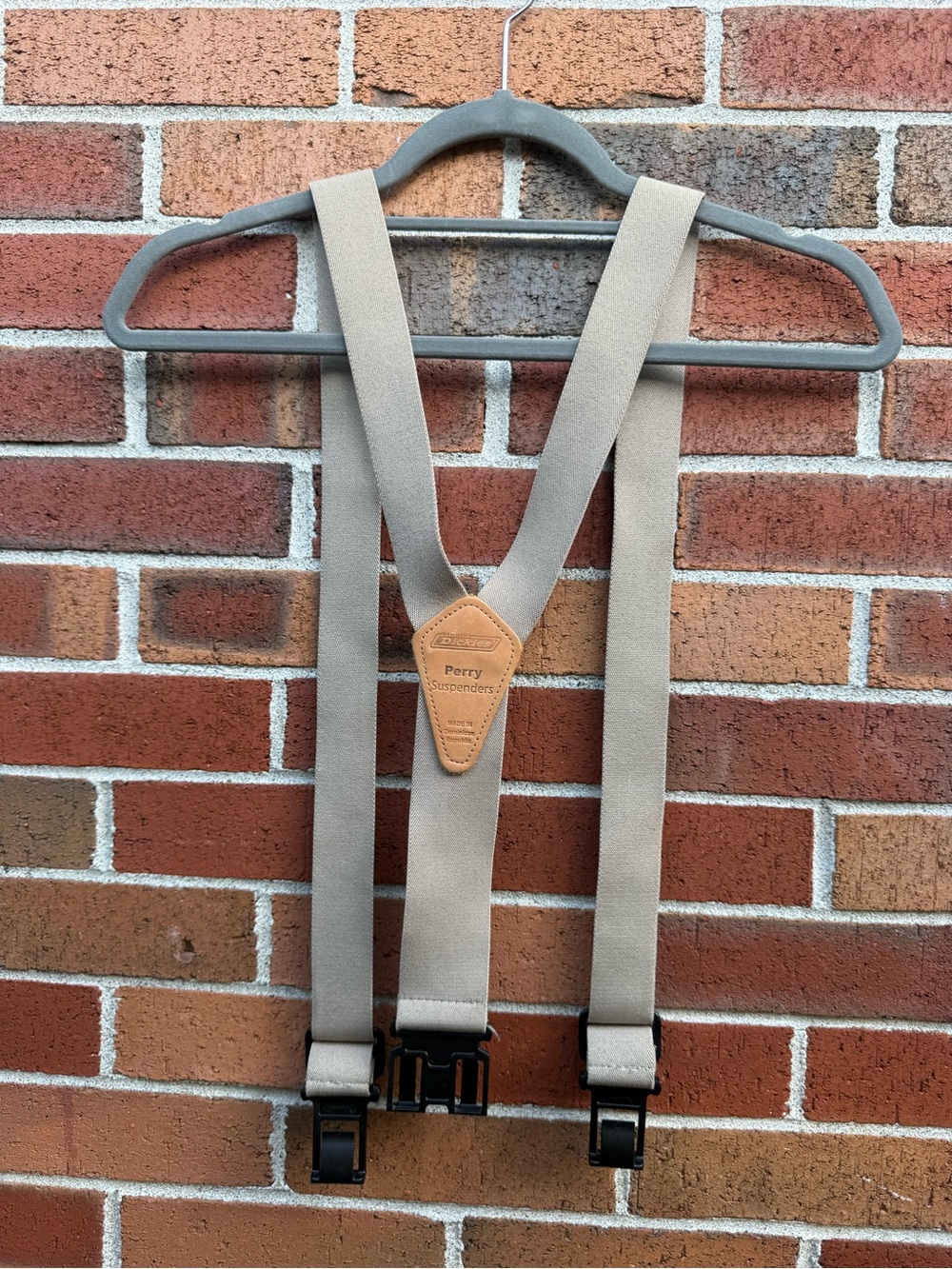Dickies Perry Suspenders Beige Tan Adjustable Workwear
